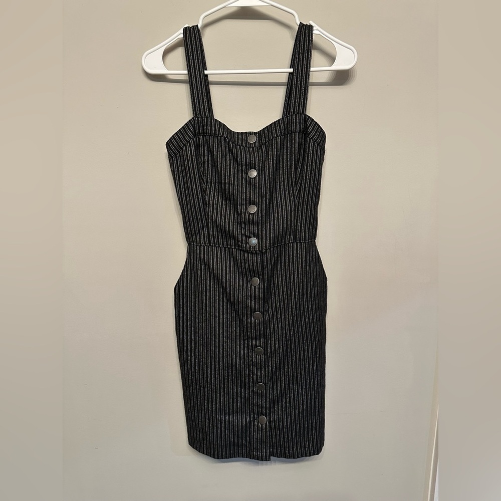 Y2K Inspired Hollister Black Pinstripe Mini Dress Size Small (Has Pockets!)